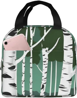 Birch Trees print Lunch Bag, Food Handbags Case, Leakproof Insulated, for Work/Picnic/Beach/Travel