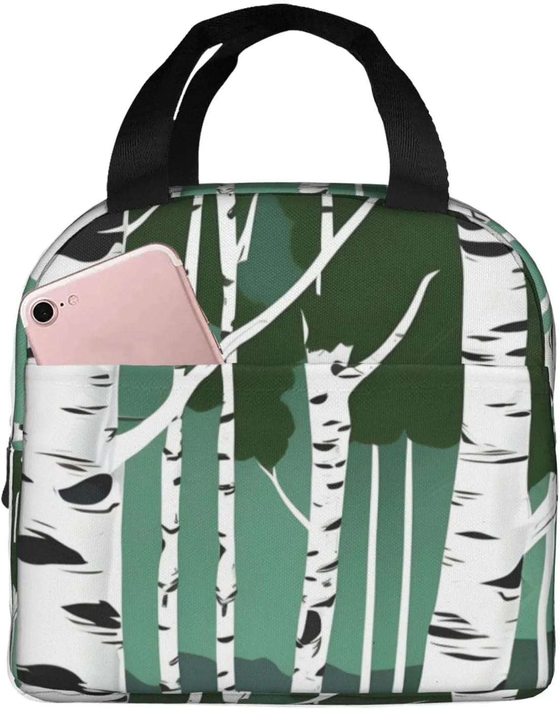 Birch Trees print Lunch Bag, Food Handbags Case, Leakproof Insulated, for Work/Picnic/Beach/Travel