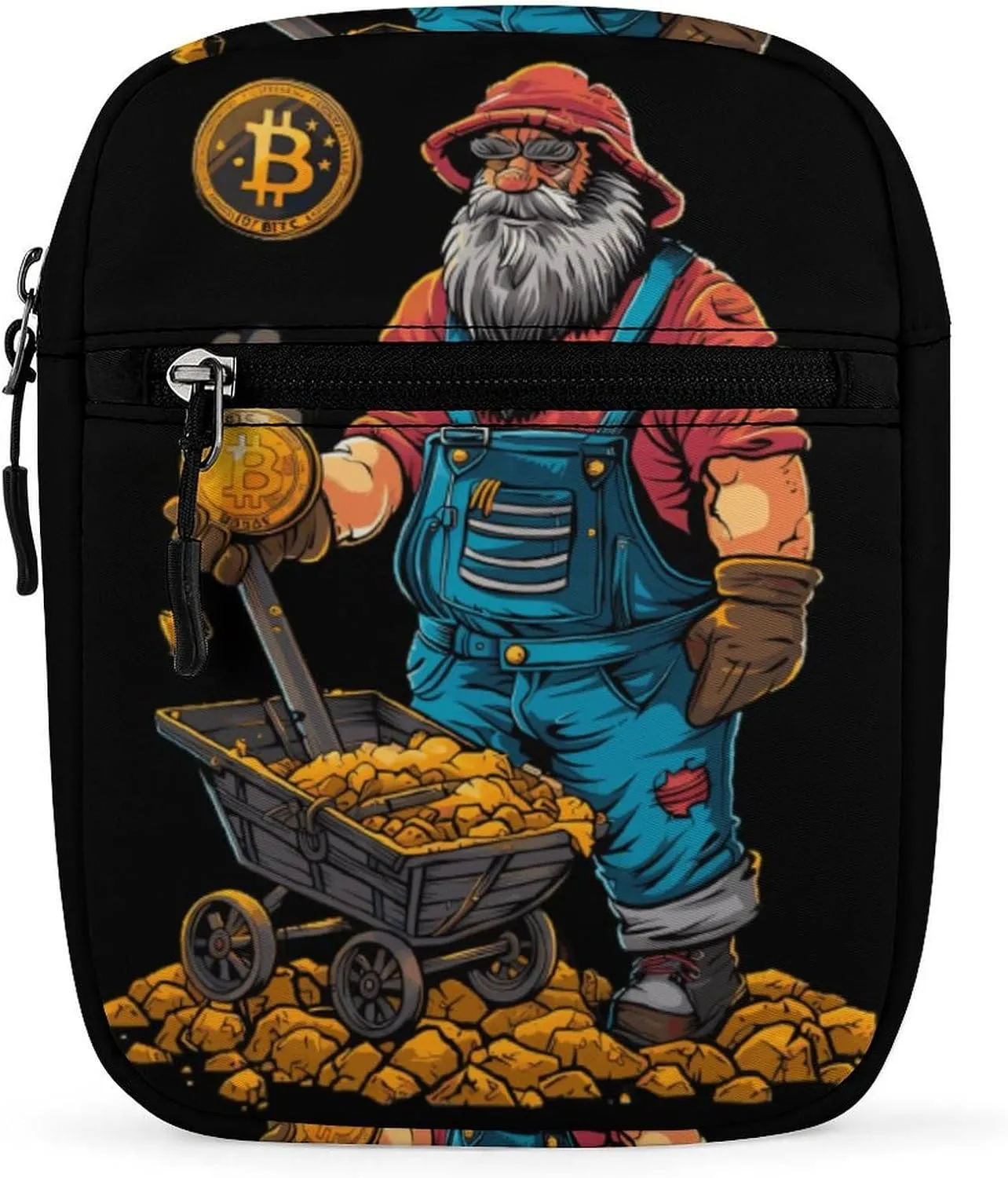 Bitcoin Miner Cute Crossbody Bags Small Sling Purse Travel Shoulder Bag with Adjustable Strap for Men Women