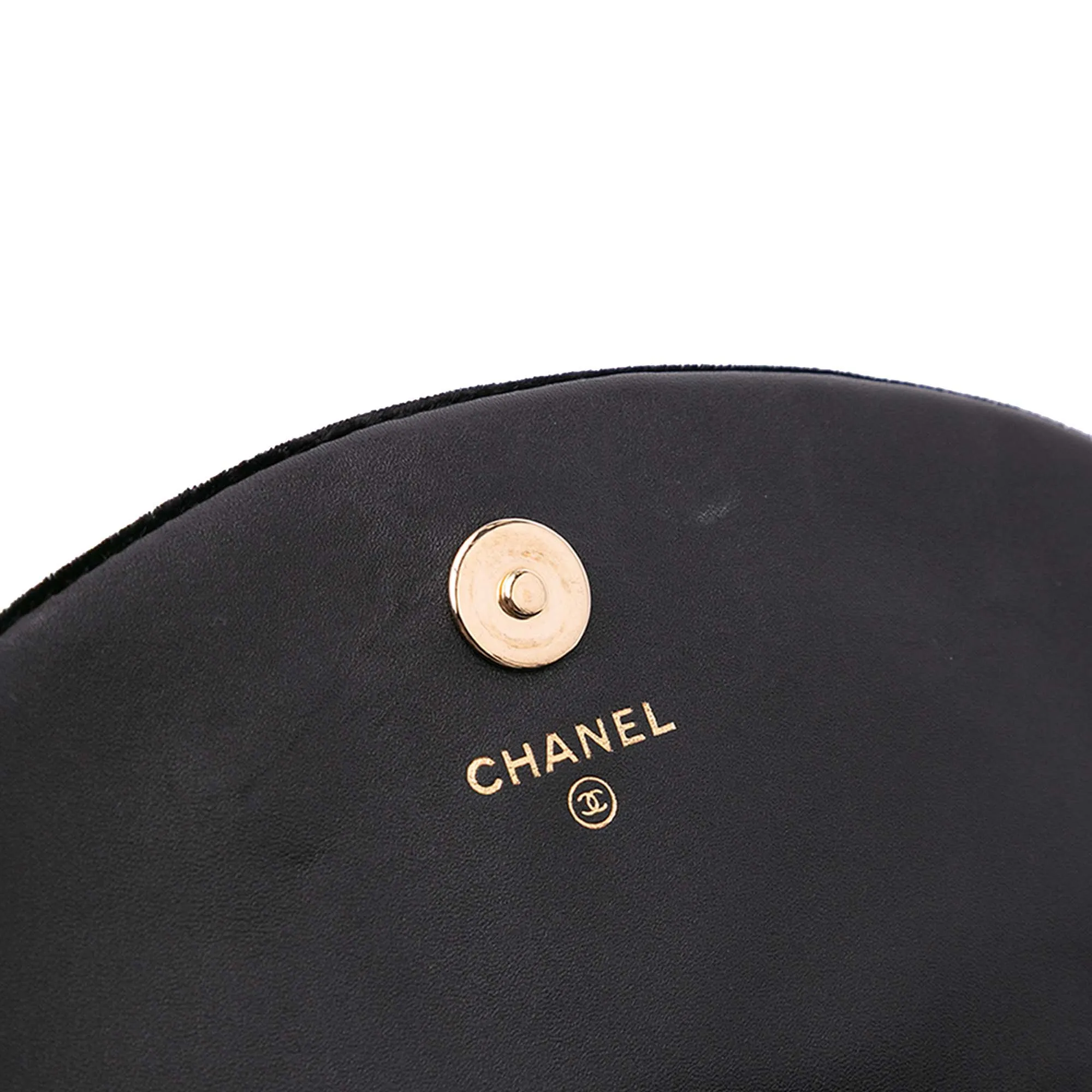 Black Chanel CC Velvet Half Moon Wallet on Chain Crossbody Bag