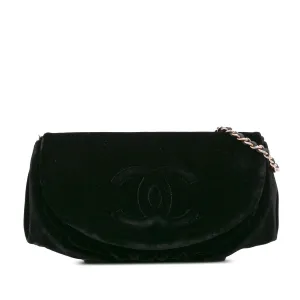 Black Chanel CC Velvet Half Moon Wallet on Chain Crossbody Bag