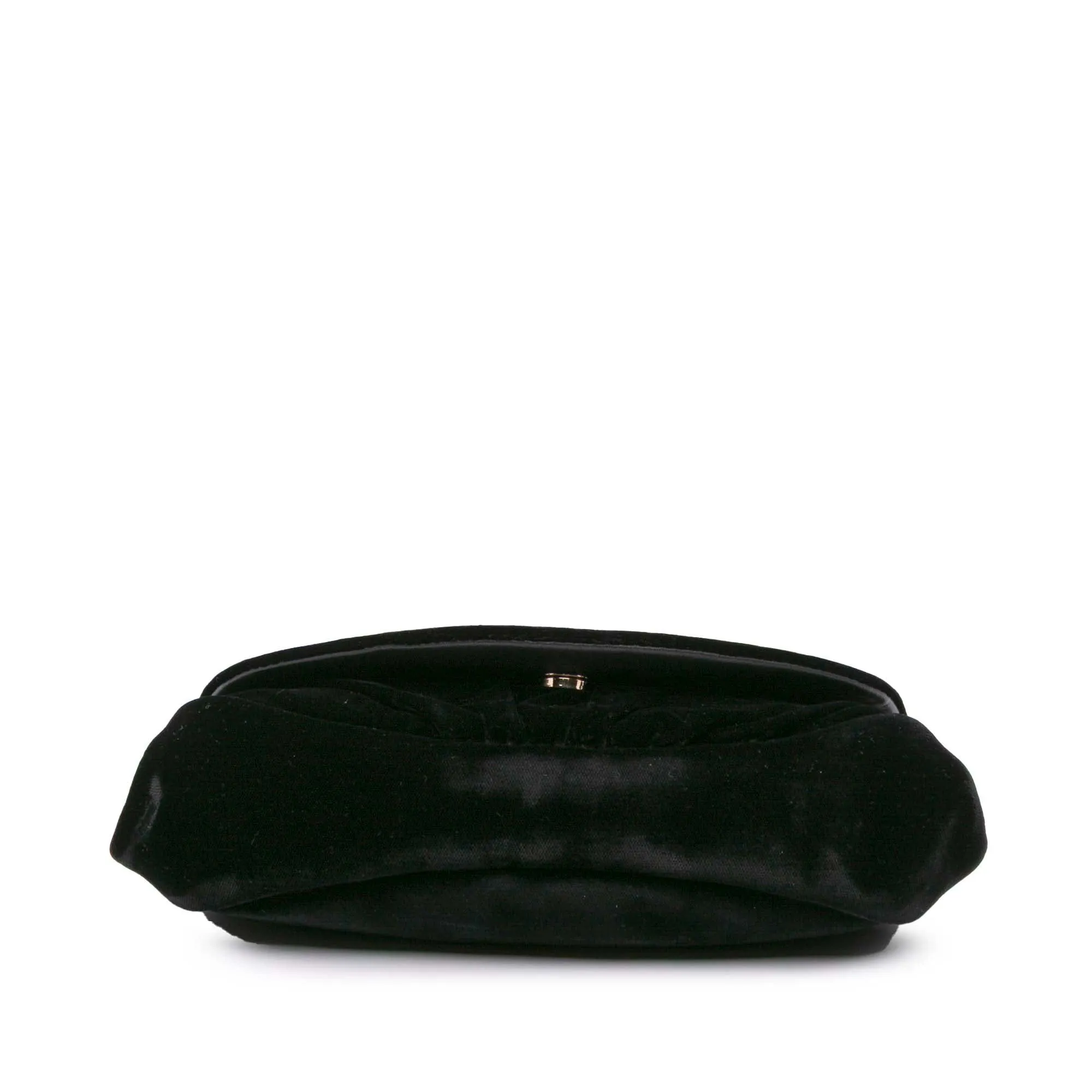 Black Chanel CC Velvet Half Moon Wallet on Chain Crossbody Bag