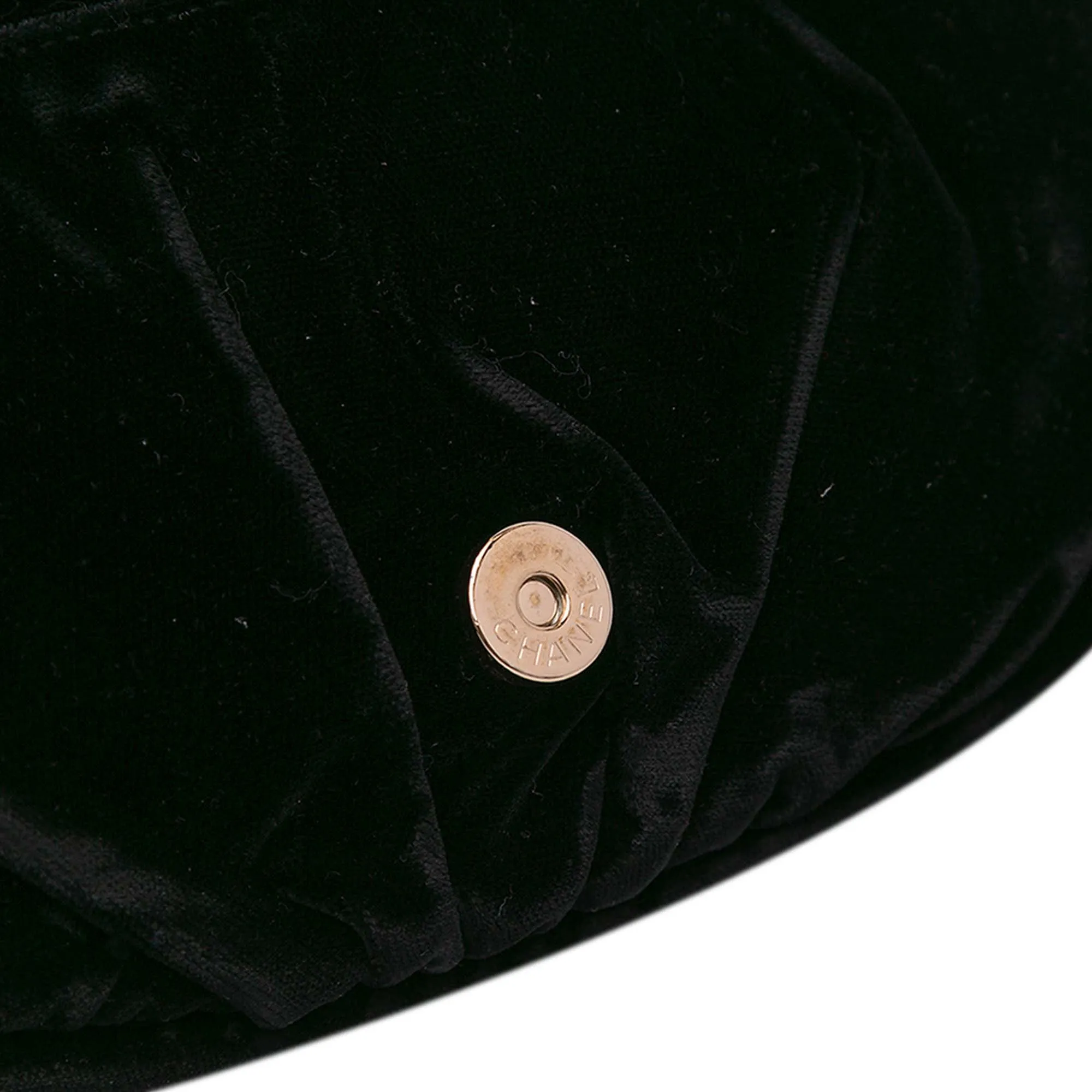 Black Chanel CC Velvet Half Moon Wallet on Chain Crossbody Bag