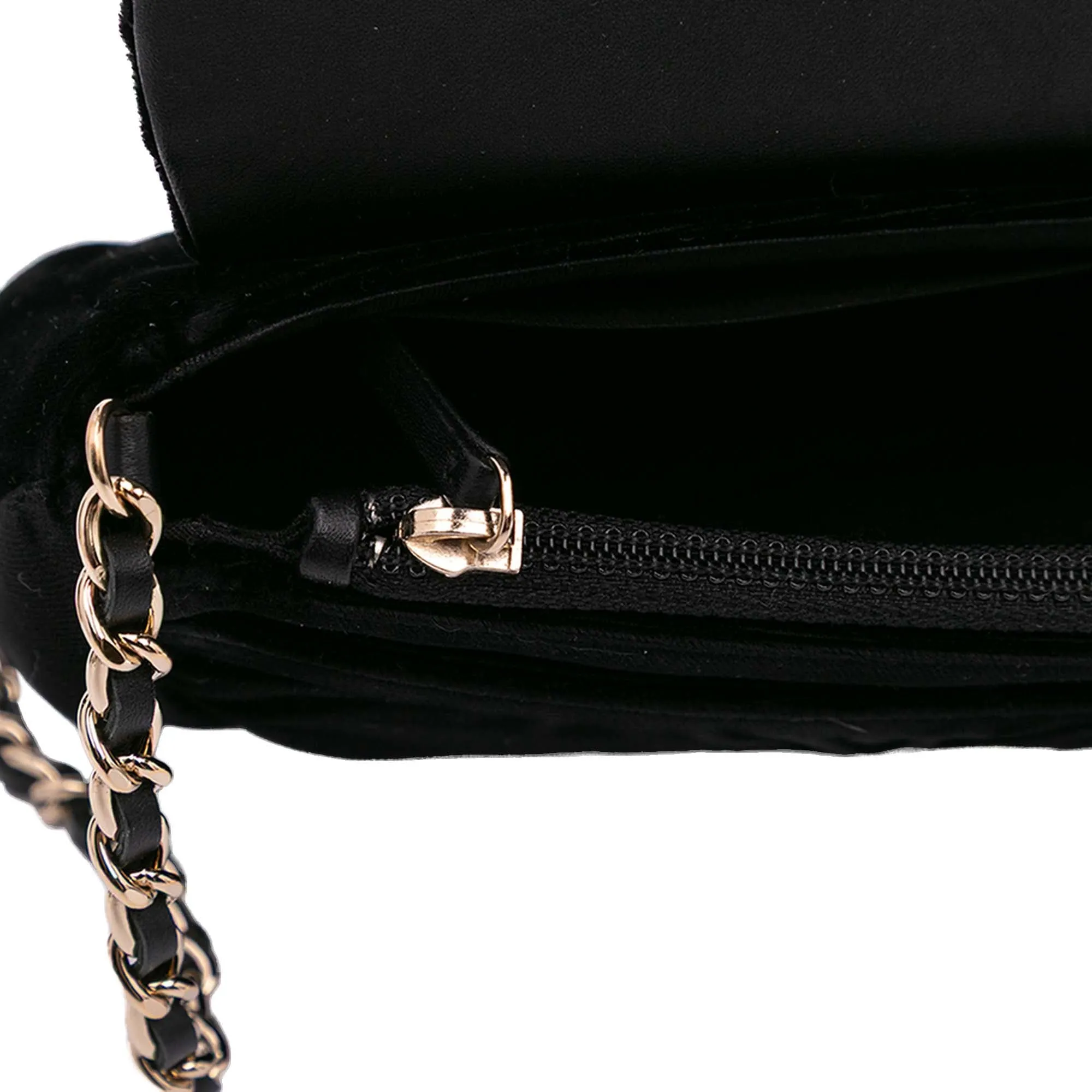 Black Chanel CC Velvet Half Moon Wallet on Chain Crossbody Bag