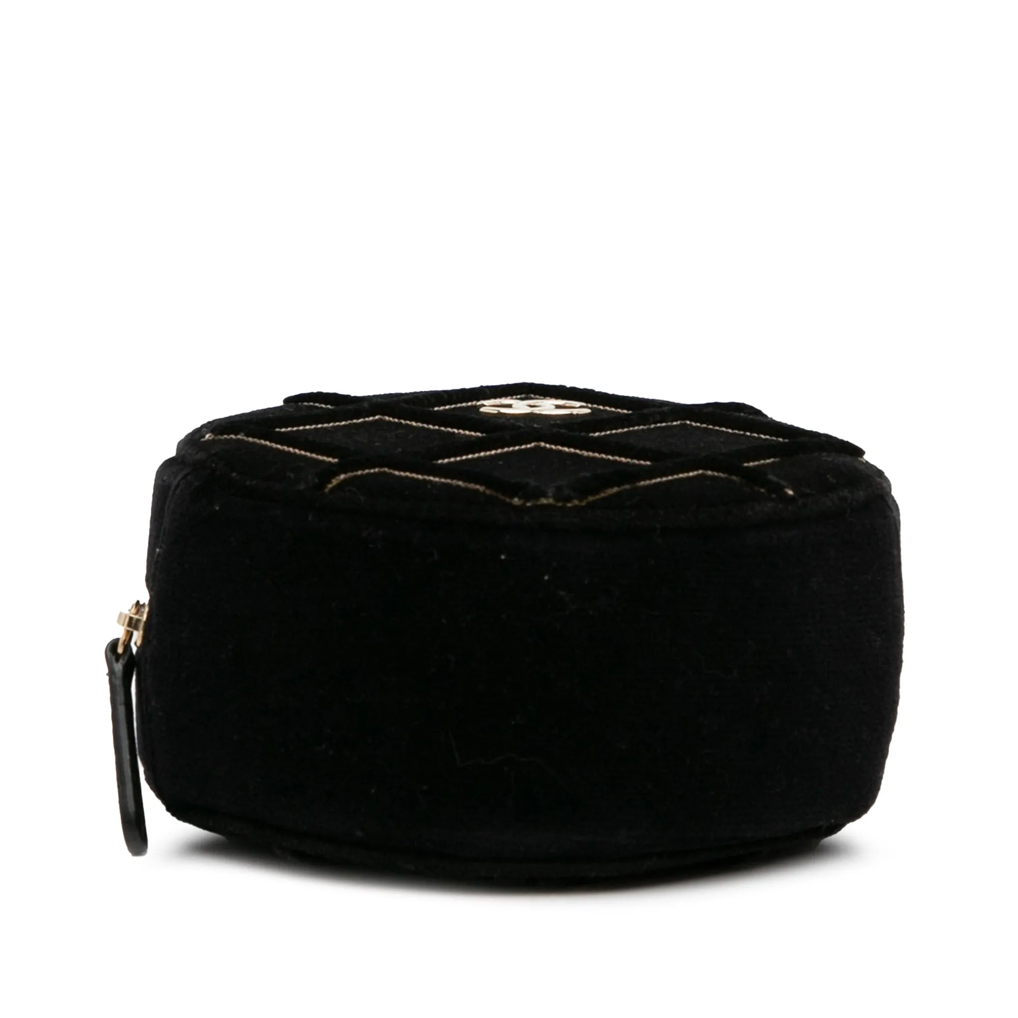 Black Chanel Velvet Pearl Sequin Round Crossbody