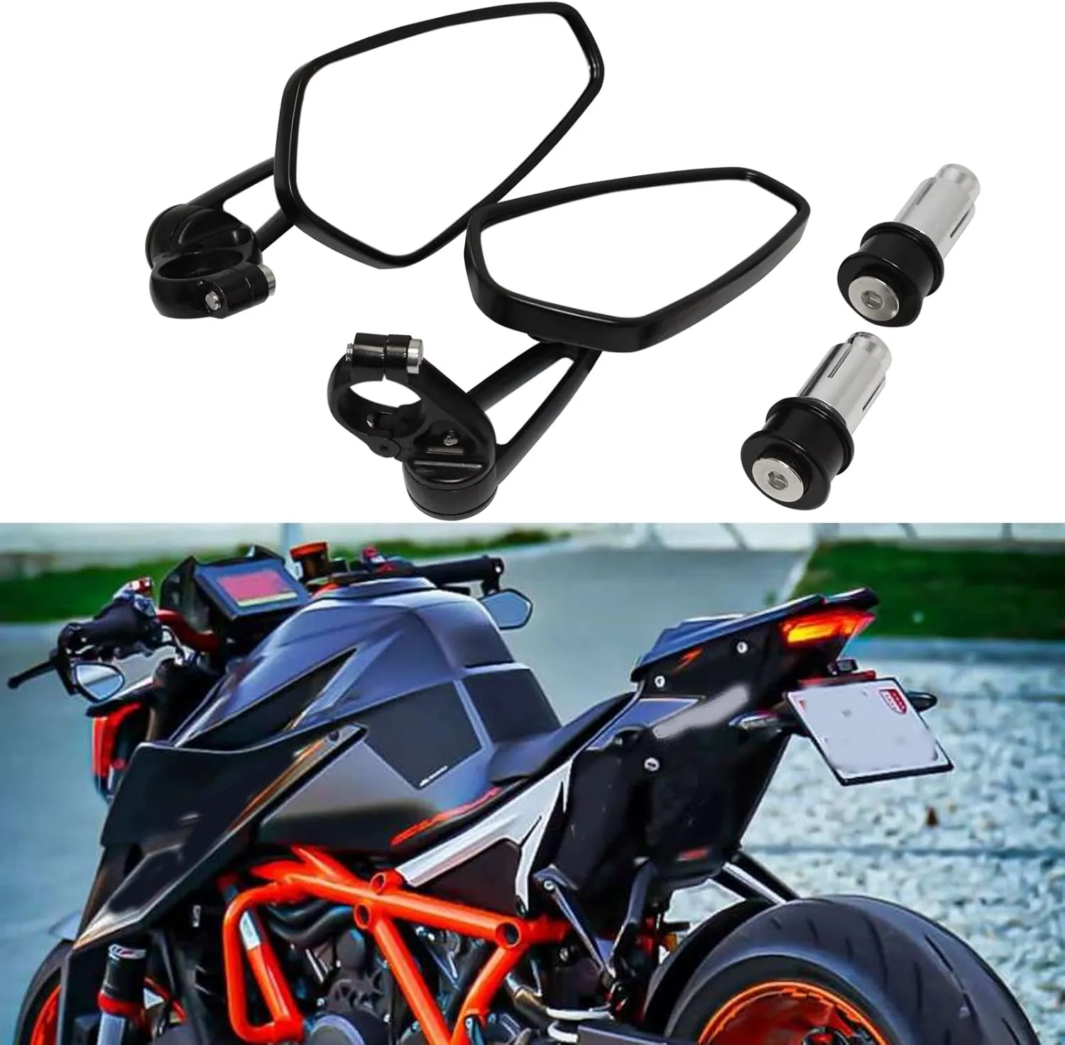 Black Motorcycle Bar End Mirrors Rear View CNC Compatible With GROM MSX125 CB500F Kawasaki Z125 pro Z650 Z750 Z800 Z900 ER6N ER6F Yamaha MT-03 MT-07 FZ-07 MT-09 FZ-09 MT-10 FZ-10 MT-25 FZ6 FZ8 FZ6R