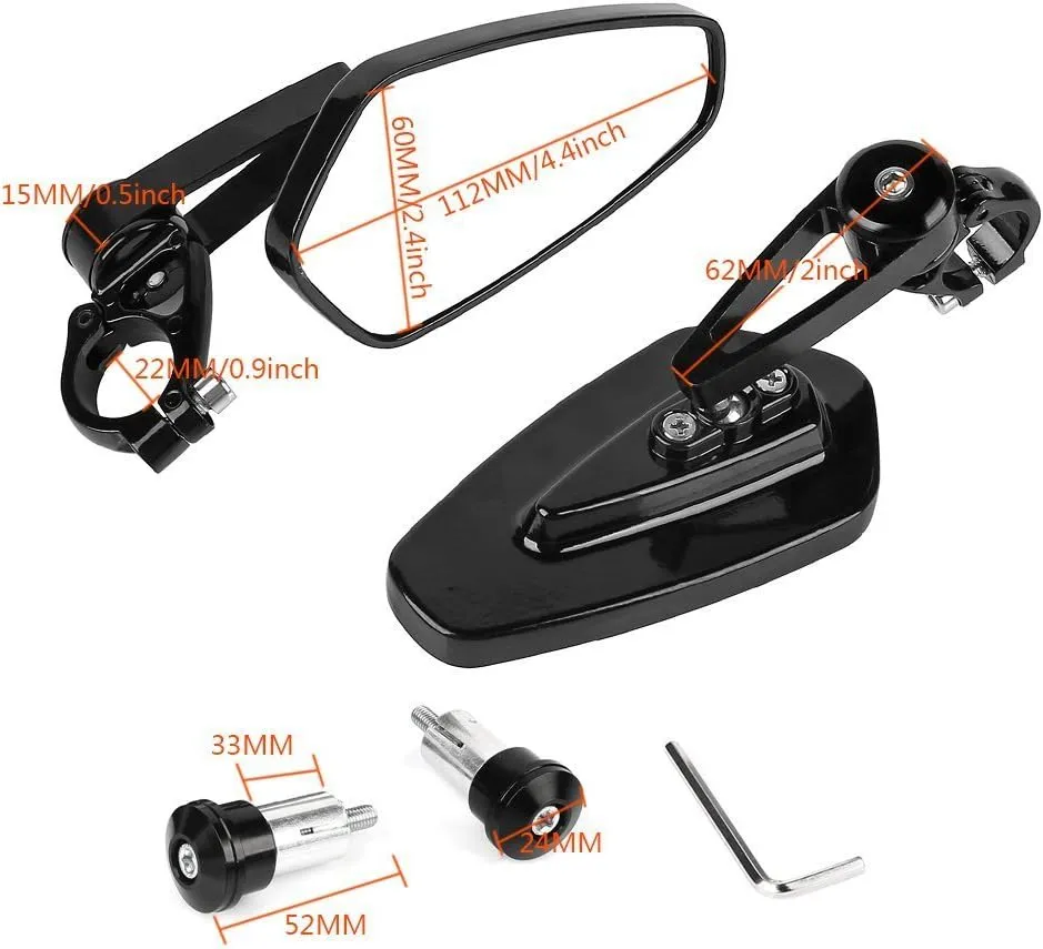 Black Motorcycle Bar End Mirrors Rear View CNC Compatible With GROM MSX125 CB500F Kawasaki Z125 pro Z650 Z750 Z800 Z900 ER6N ER6F Yamaha MT-03 MT-07 FZ-07 MT-09 FZ-09 MT-10 FZ-10 MT-25 FZ6 FZ8 FZ6R