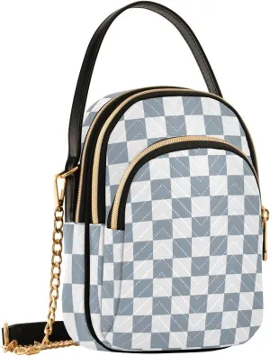 Black White Checkered Crossbody Bag for Women Shoulder Handbag Ladies Purse Cell Phone Tote Bags