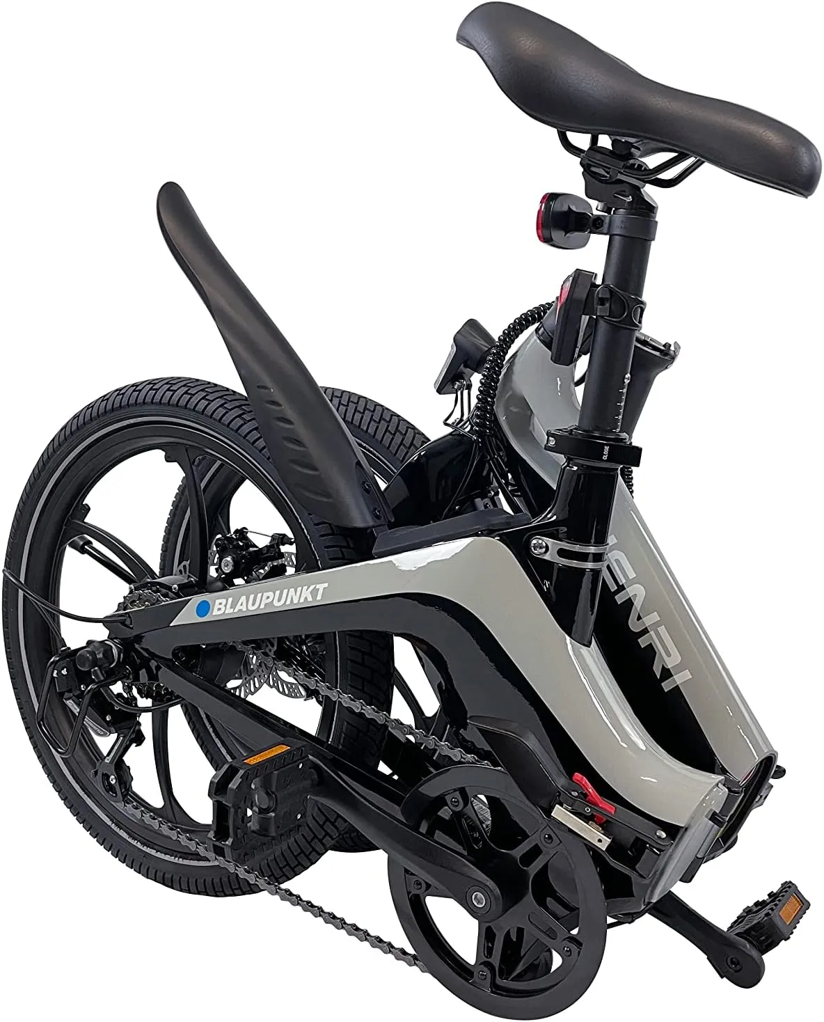 BLAUPUNKT FIENE 20 Inch Folding Electric Bike, Pedal and Throttle Assist, Foldable Step-Through Frame, UL Certified eBike for Adults, Orange/Black