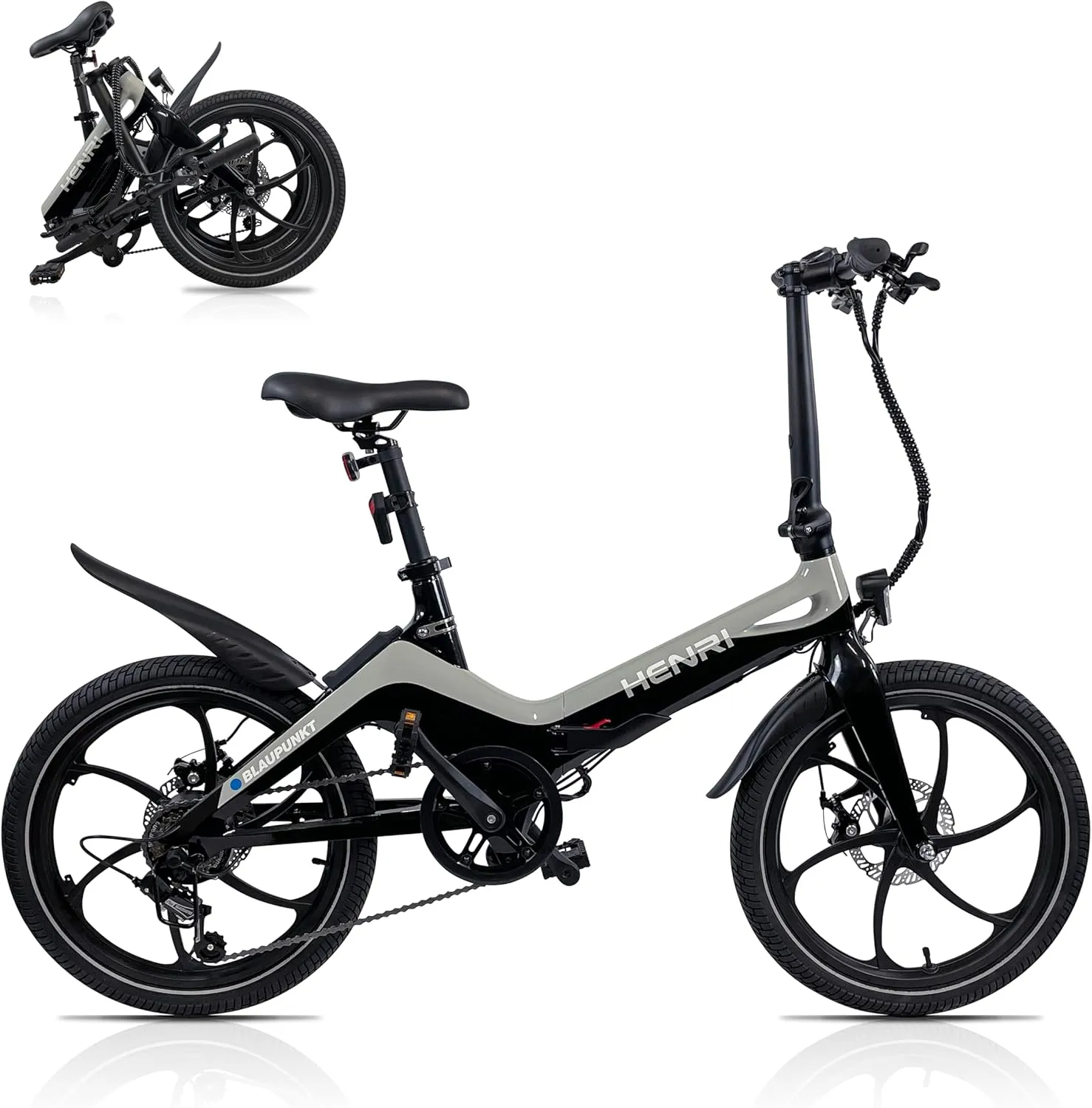 BLAUPUNKT FIENE 20 Inch Folding Electric Bike, Pedal and Throttle Assist, Foldable Step-Through Frame, UL Certified eBike for Adults, Orange/Black