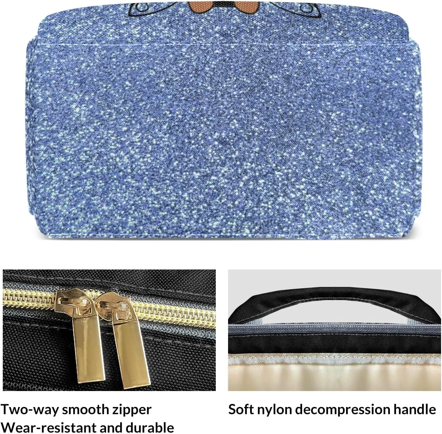 Blue Bling Print Mummy Bag Custom with Name Tote Bag Personalized Diaper Bag Backpacks Gift