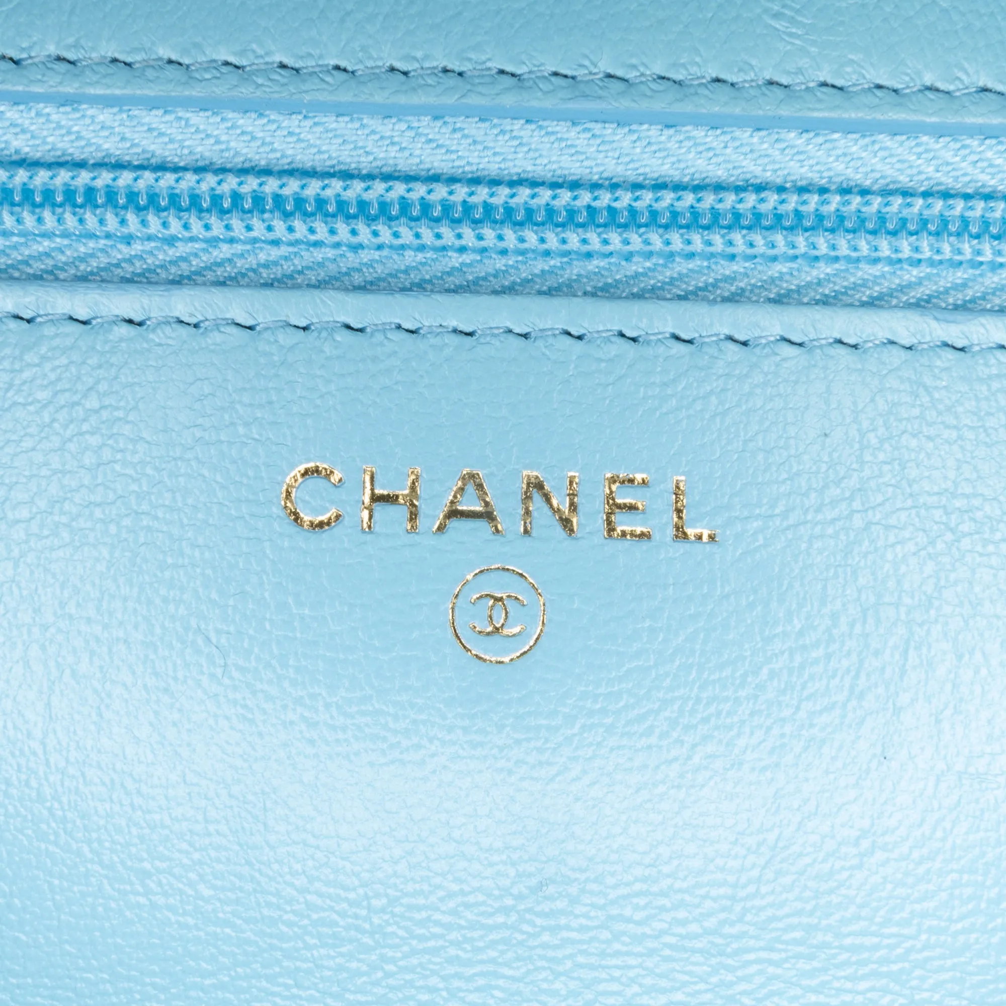 Blue Chanel Quilted Lambskin Candy Chain Wallet on Chain Crossbody Bag