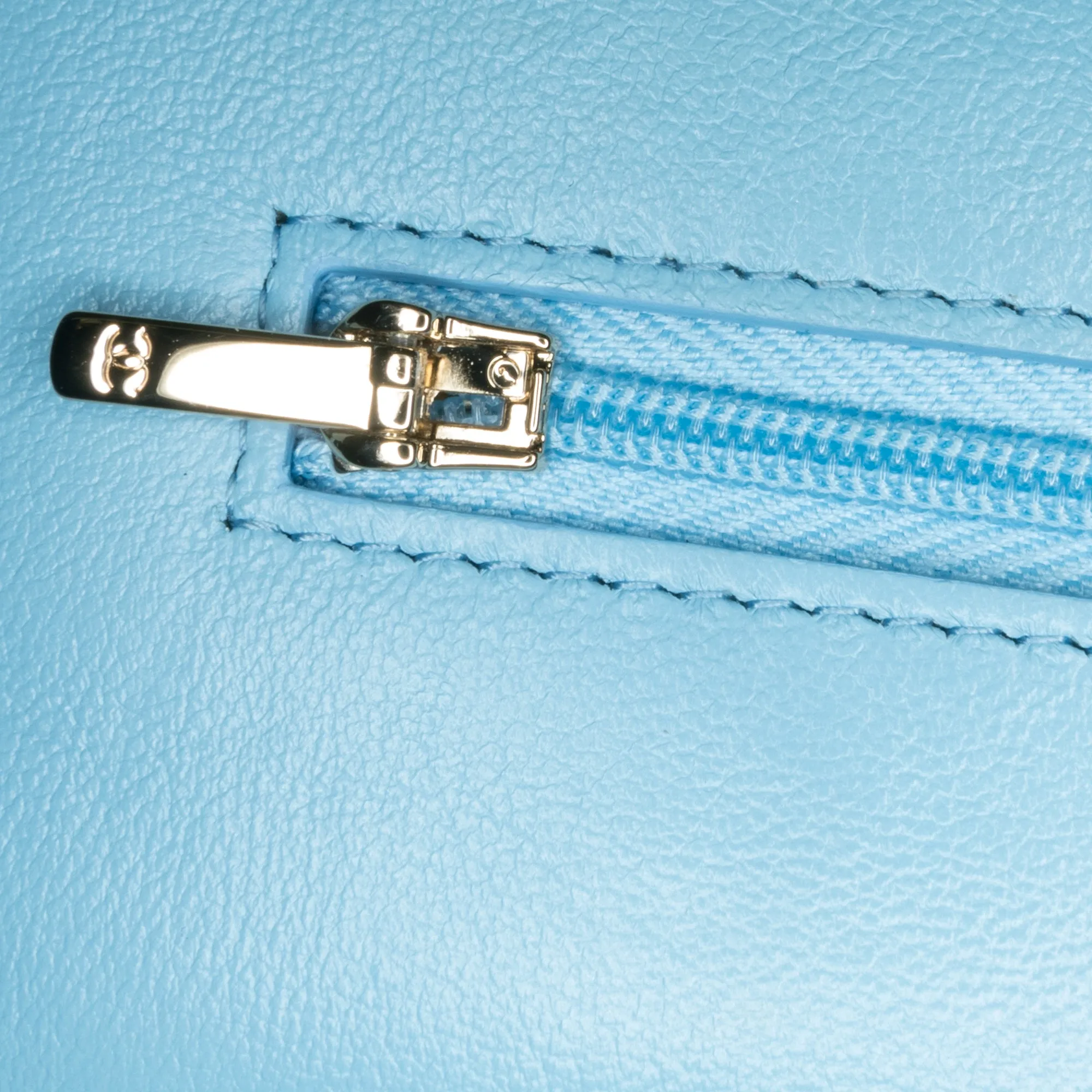 Blue Chanel Quilted Lambskin Candy Chain Wallet on Chain Crossbody Bag