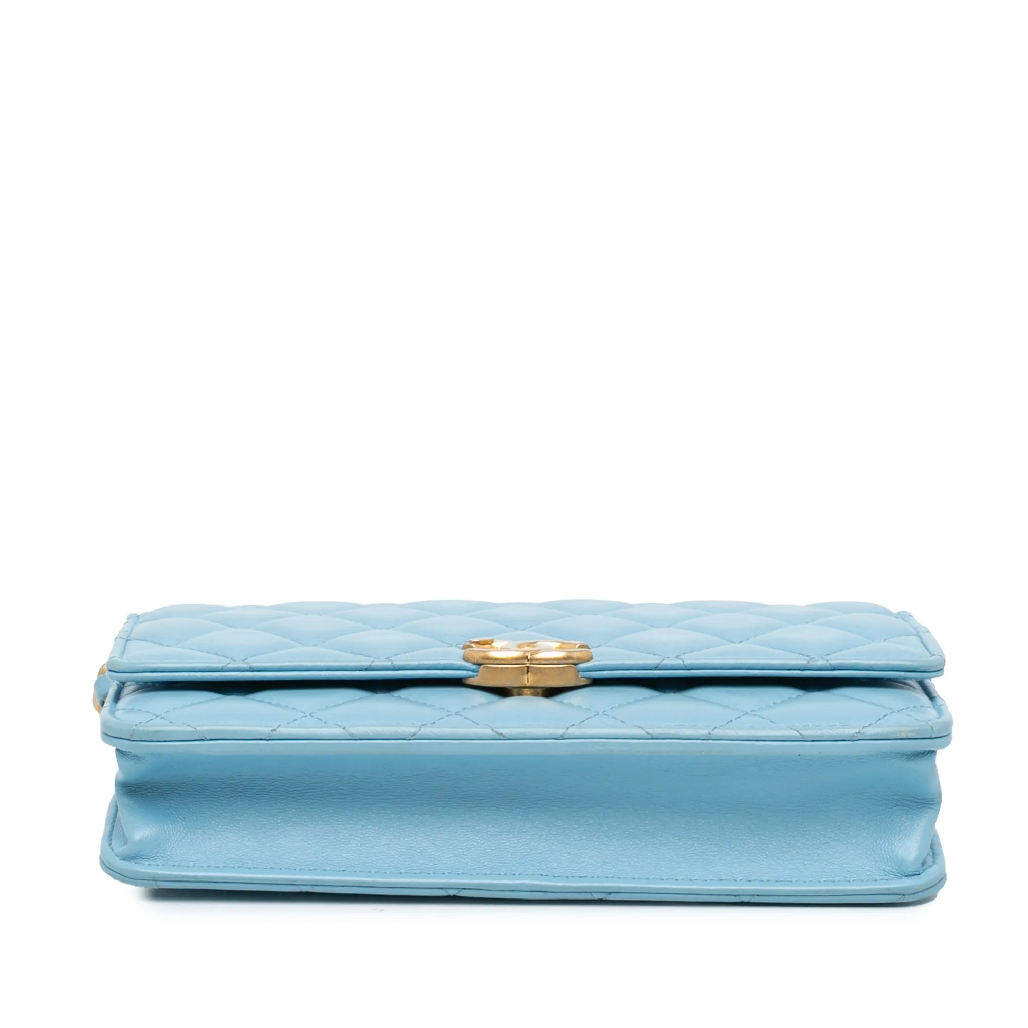 Blue Chanel Quilted Lambskin Candy Chain Wallet on Chain Crossbody Bag