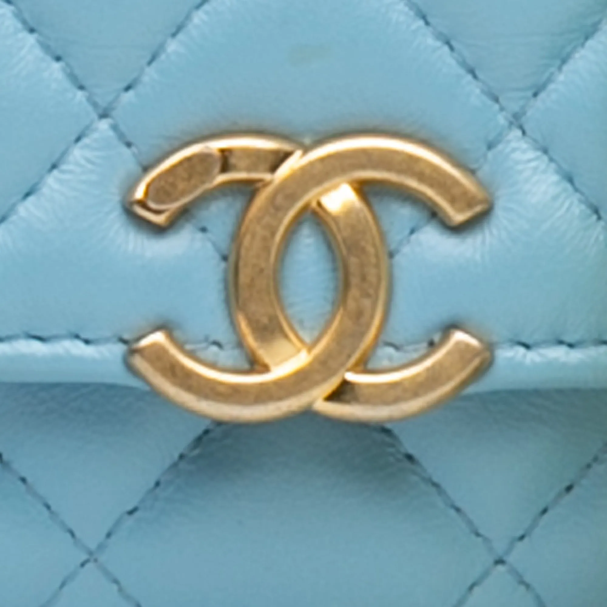 Blue Chanel Quilted Lambskin Candy Chain Wallet on Chain Crossbody Bag