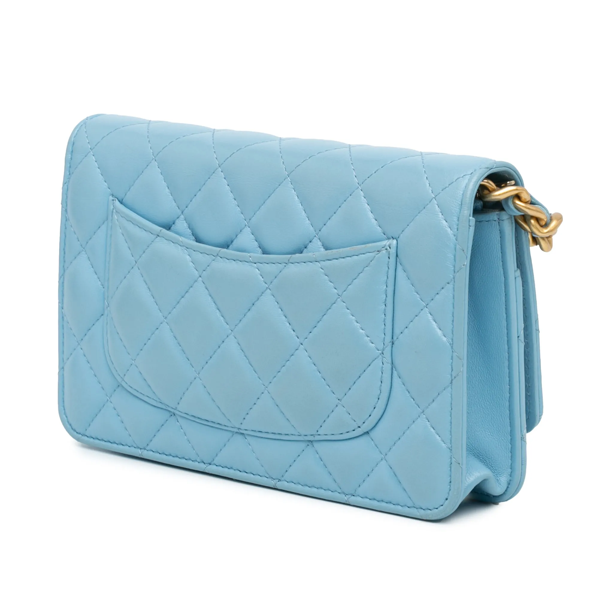 Blue Chanel Quilted Lambskin Candy Chain Wallet on Chain Crossbody Bag