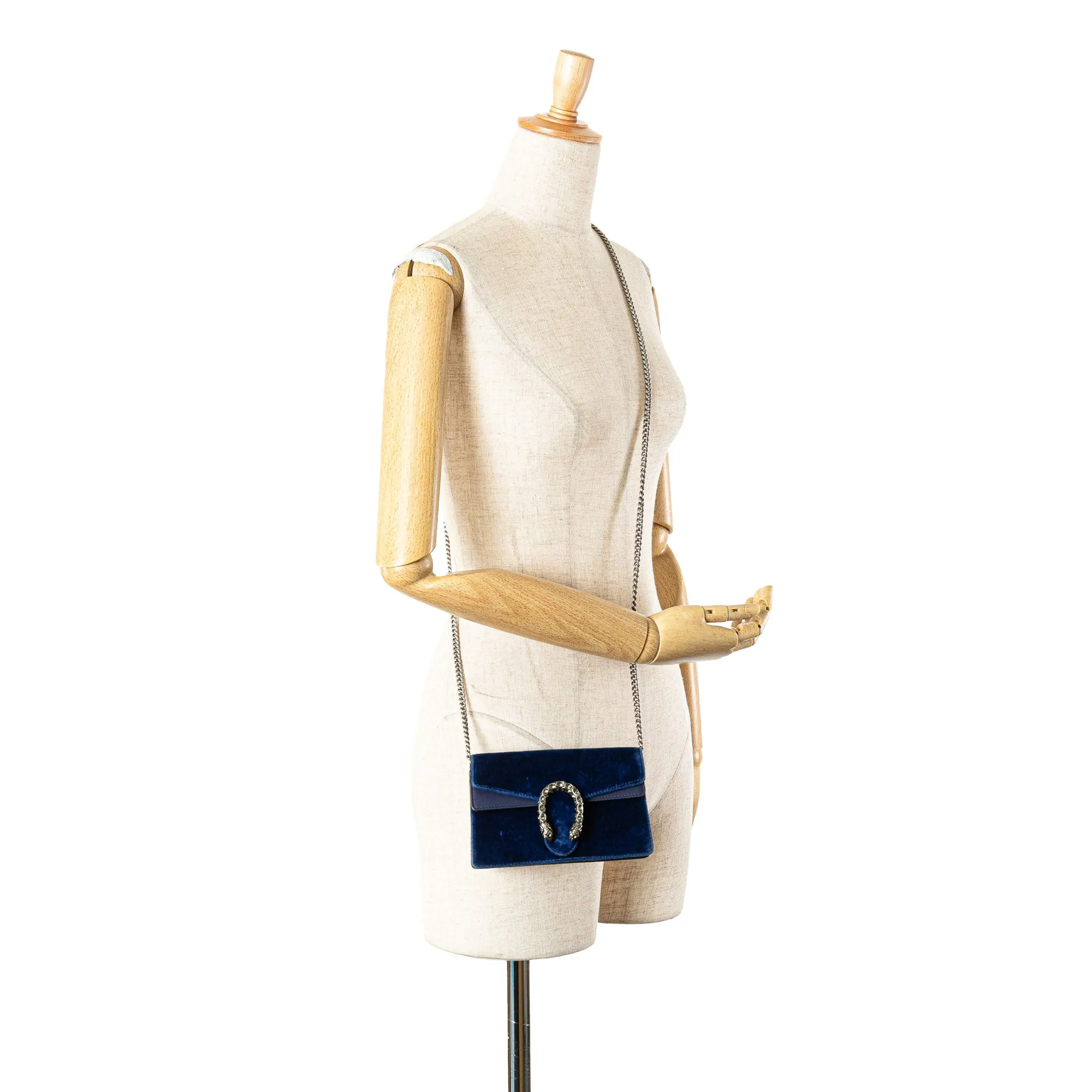 Blue Gucci Super Mini Velvet Dionysus Crossbody