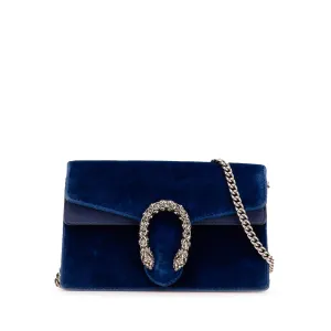 Blue Gucci Super Mini Velvet Dionysus Crossbody