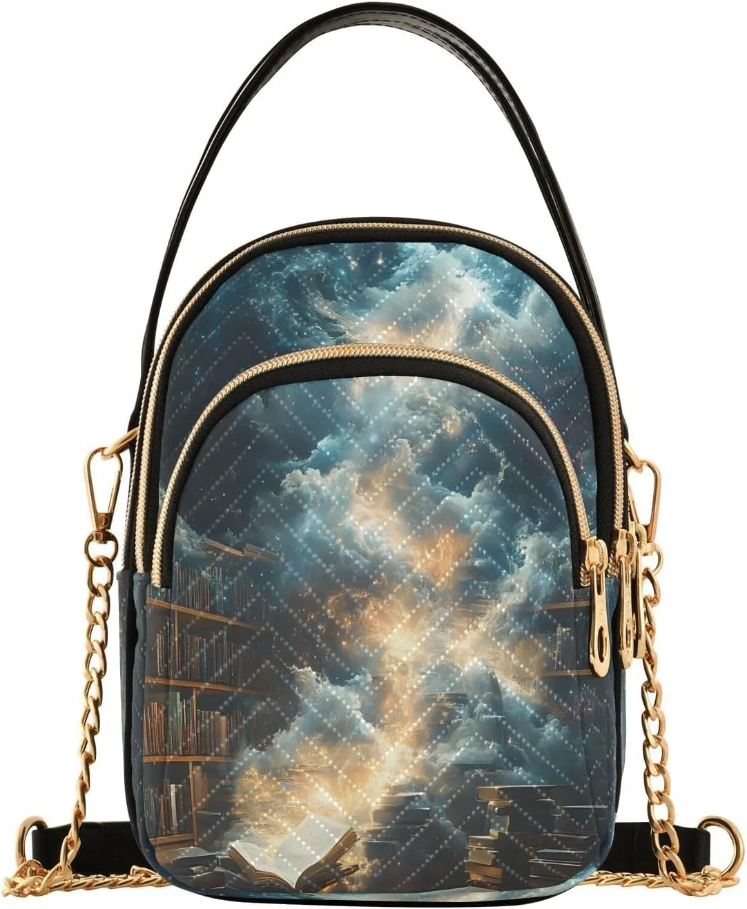 Bookshelf Bookworm Cloud Sky Crossbody Bag for Women Mini Cell Phone Purse Women's Shoulder Handbag
