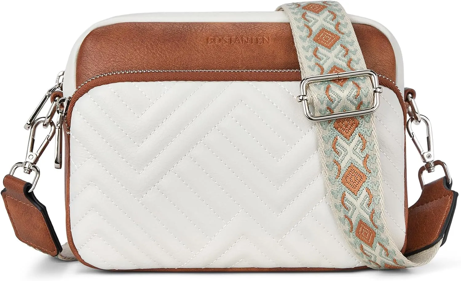 BOSTANTEN Quilted Crossbody Bags for Women Vegan Leather Purses Small Shoulder Handbags with Wide Strap