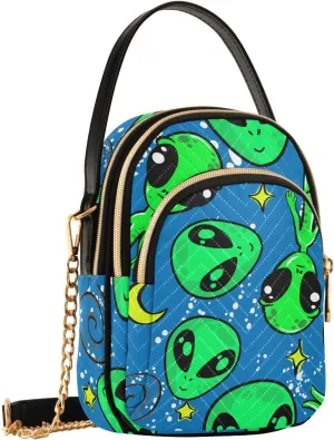 Bright Alien Space Crossbody Bags for Women Small Sling Cross Body Bag Fanny Pack Phone Wallet Mini Purse