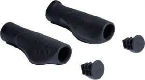 Brompton Ergonomic Bicycle Handlebar Grips, Black, Textured Surface Design with End Caps