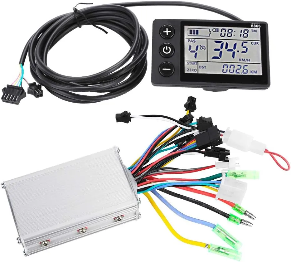 BTER Brushless Controller Kit, Motor Brushless Controller LCD Display with LCD Display Panel for Scooters for Electric Bicycles for 22.5mm/0.9in Handlebars((36V/48V 250W/350W), 12)