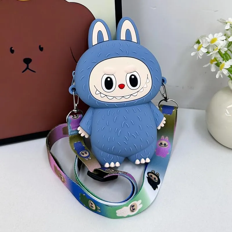 Bubble Mart children's bag cartoon cute crossbody coin purse men's and women's bags Child toy bag(Blue, Big-7)