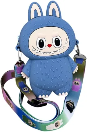 Bubble Mart children's bag cartoon cute crossbody coin purse men's and women's bags Child toy bag(Blue, Big-7)