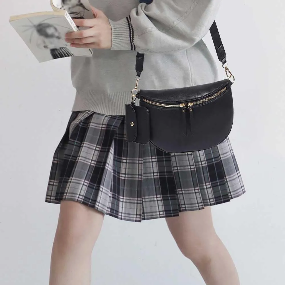 Bum Bags for Women Crossbody Fanny Packs PU Leather Cross Body Bum Purse Belt Bag Bumbags for Work Shopping Daily