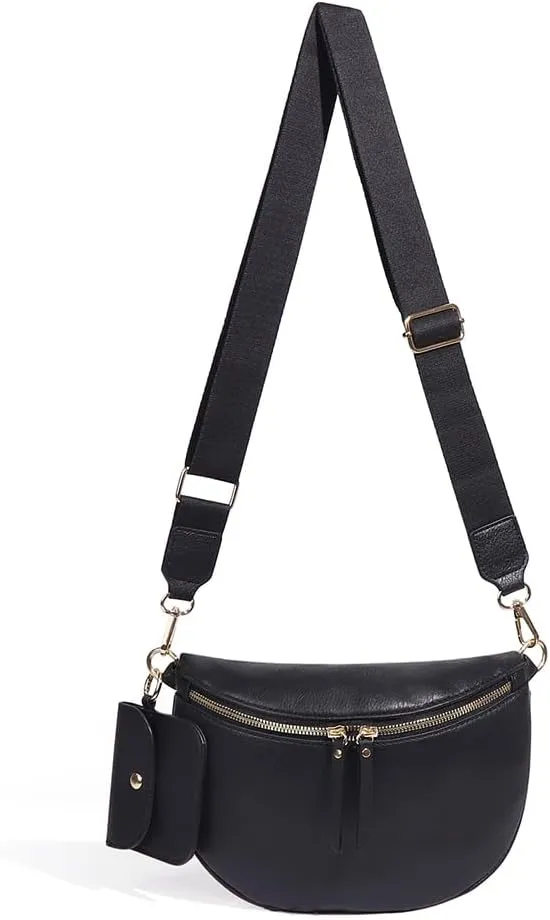 Bum Bags for Women Crossbody Fanny Packs PU Leather Cross Body Bum Purse Belt Bag Bumbags for Work Shopping Daily