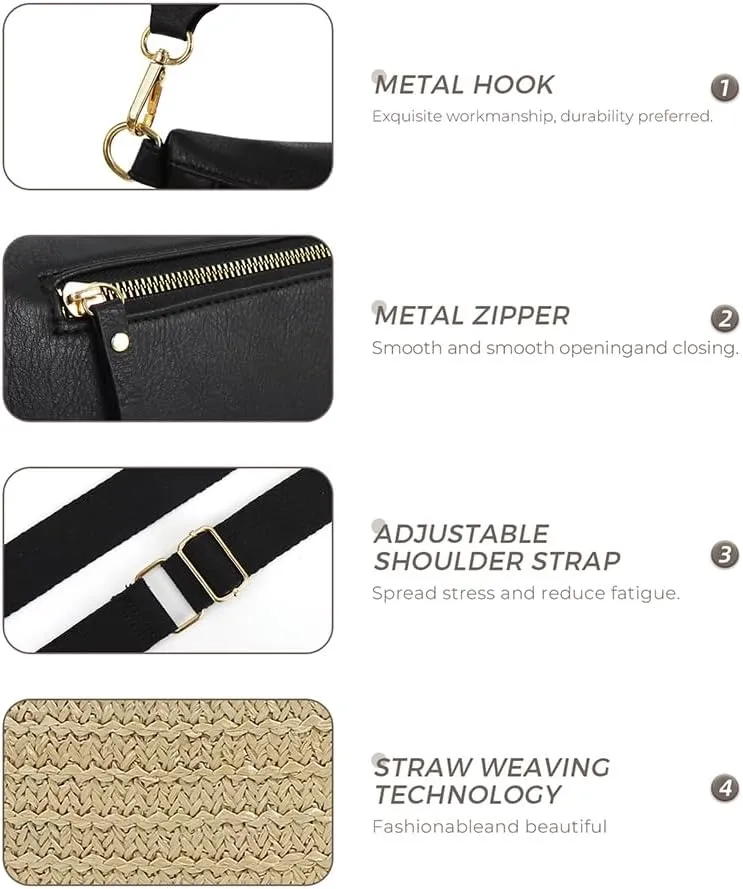 Bum Bags for Women Crossbody Fanny Packs PU Leather Cross Body Bum Purse Belt Bag Bumbags for Work Shopping Daily