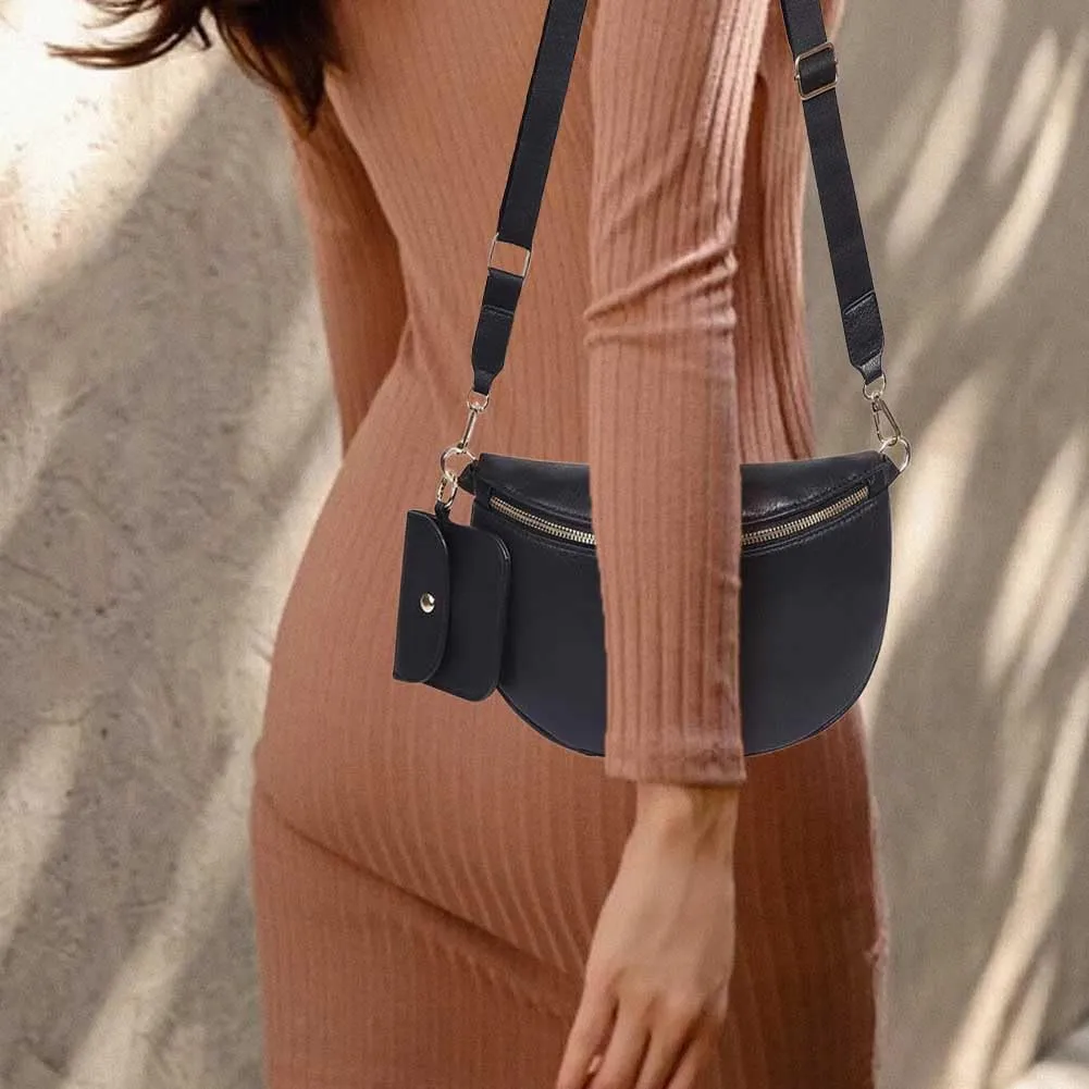 Bum Bags for Women Crossbody Fanny Packs PU Leather Cross Body Bum Purse Belt Bag Bumbags for Work Shopping Daily