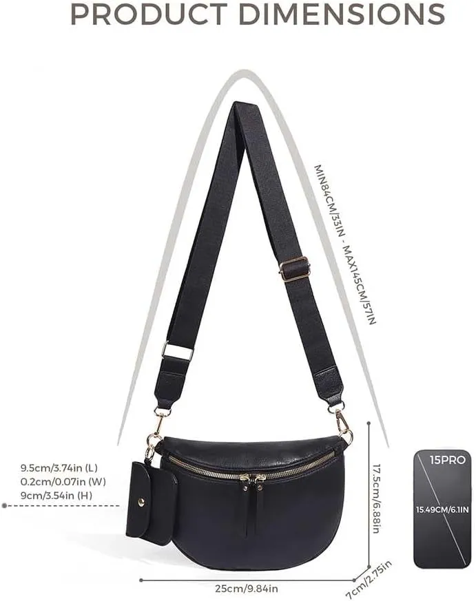 Bum Bags for Women Crossbody Fanny Packs PU Leather Cross Body Bum Purse Belt Bag Bumbags for Work Shopping Daily