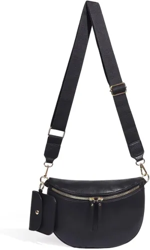Bum Bags for Women Crossbody Fanny Packs PU Leather Cross Body Bum Purse Belt Bag Bumbags for Work Shopping Daily