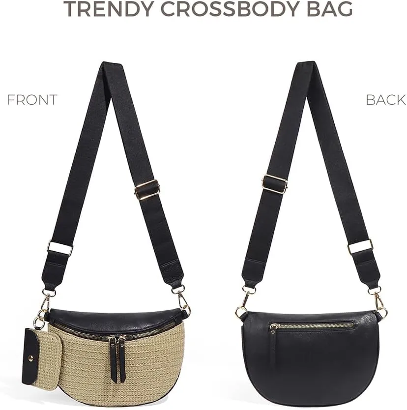 Bum Bags for Women Crossbody Fanny Packs PU Leather Cross Body Bum Purse Belt Bag Bumbags for Work Shopping Daily