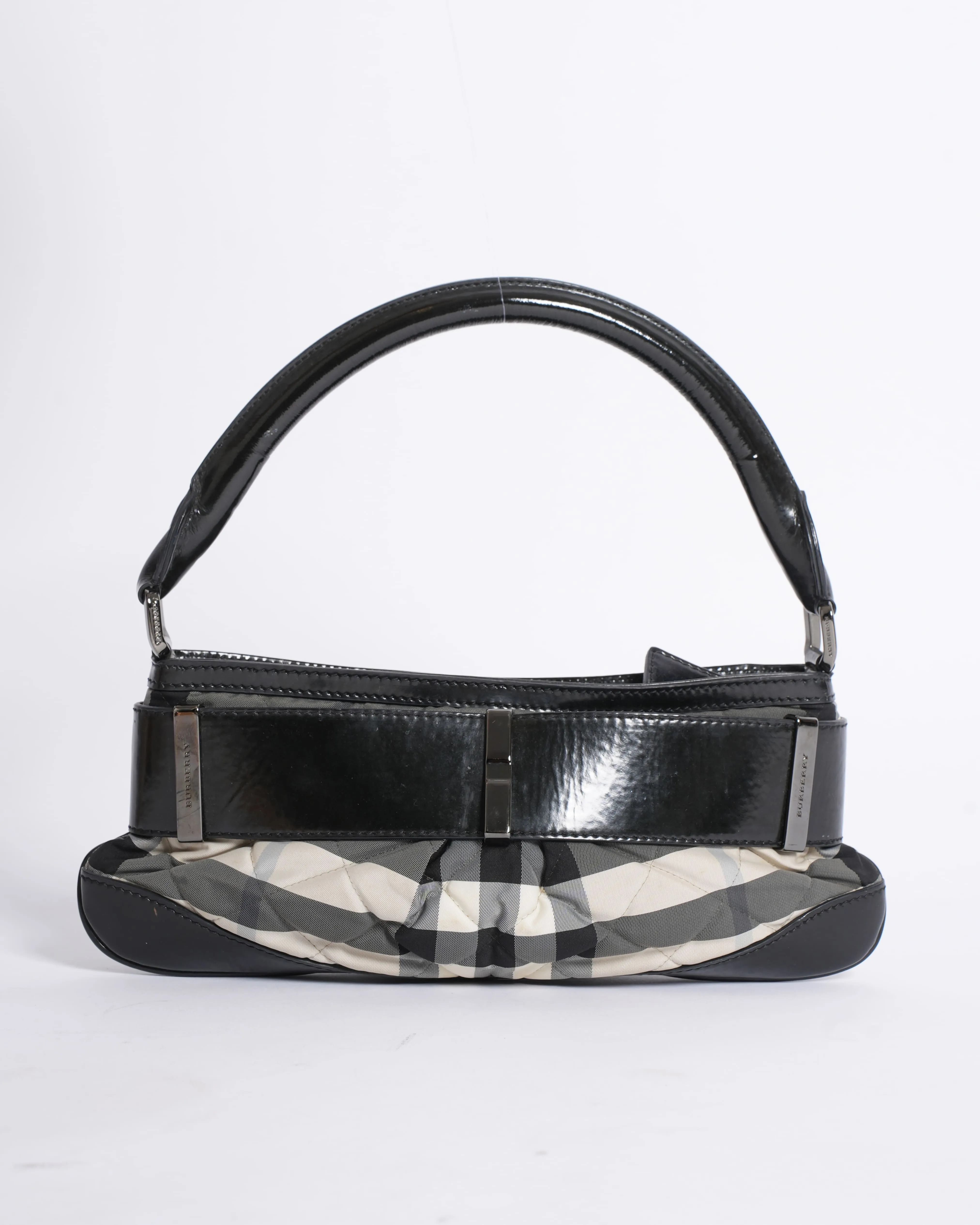 Burberry Small Shoulder Bag in Checkered Canvas & Leather