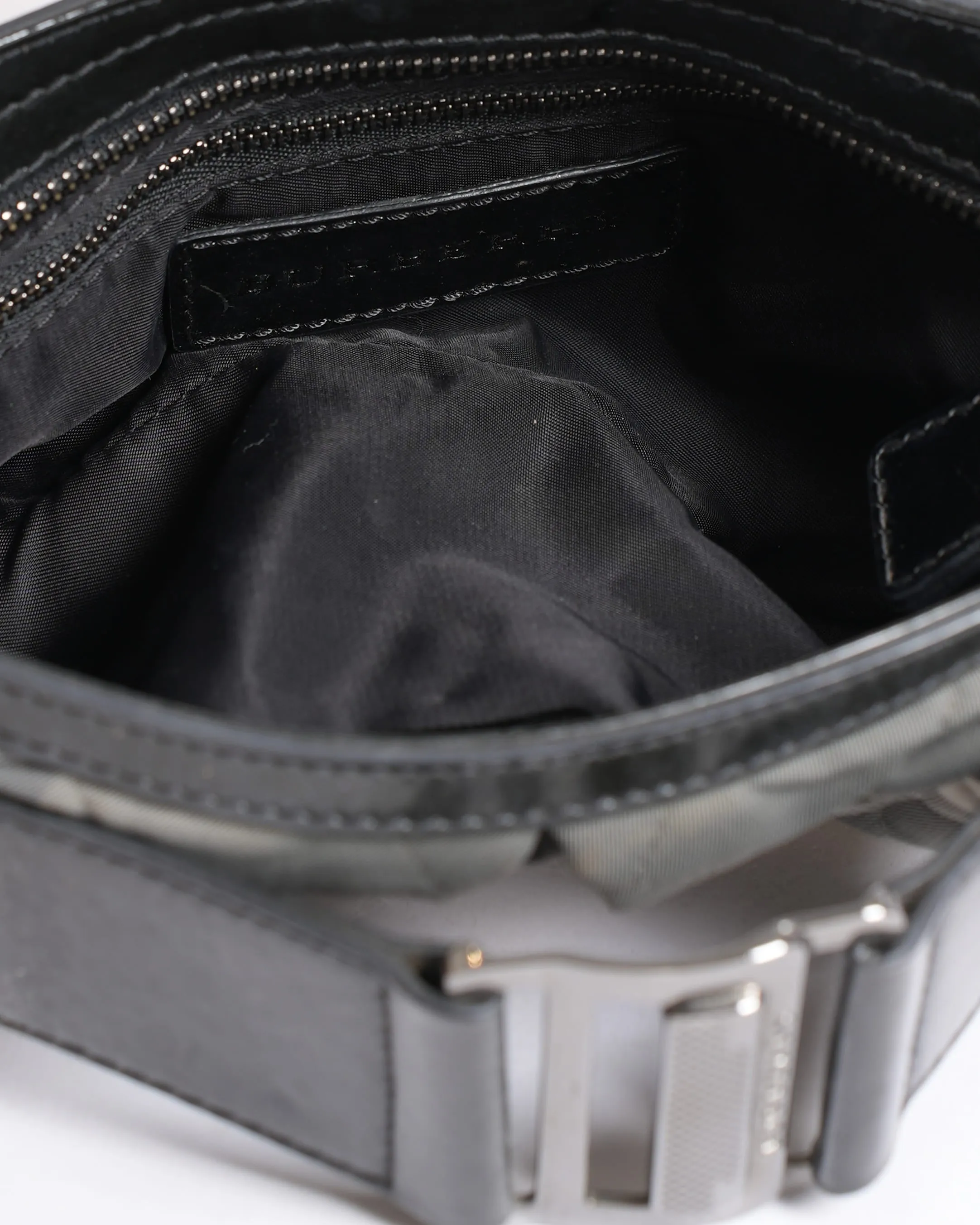Burberry Small Shoulder Bag in Checkered Canvas & Leather