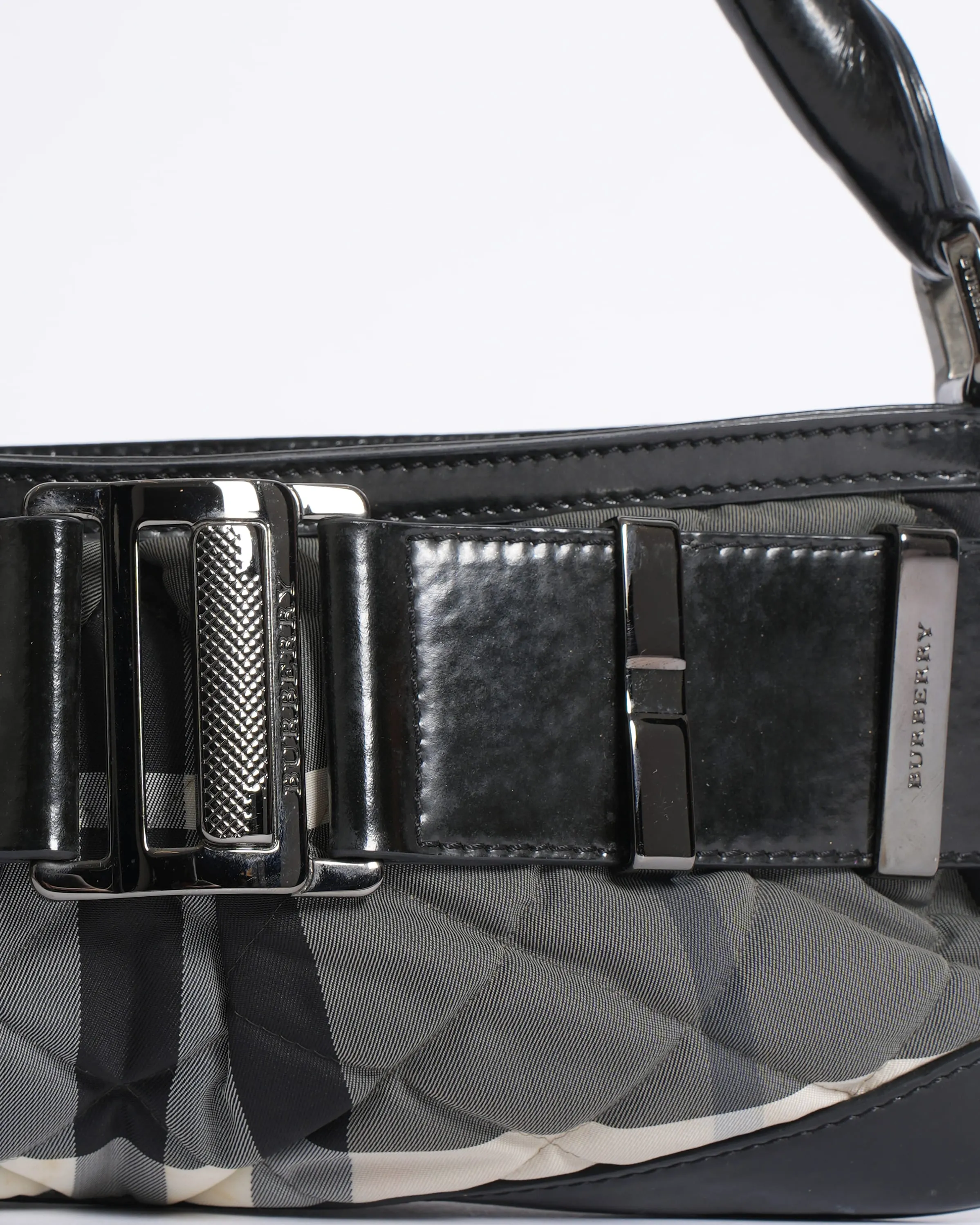 Burberry Small Shoulder Bag in Checkered Canvas & Leather