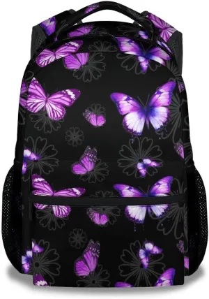 Butterfly Backpack for Girls, Women - 16 Inches Black Backpacks for Teens, Adults - Fashion Print Bookbag for School, Travel