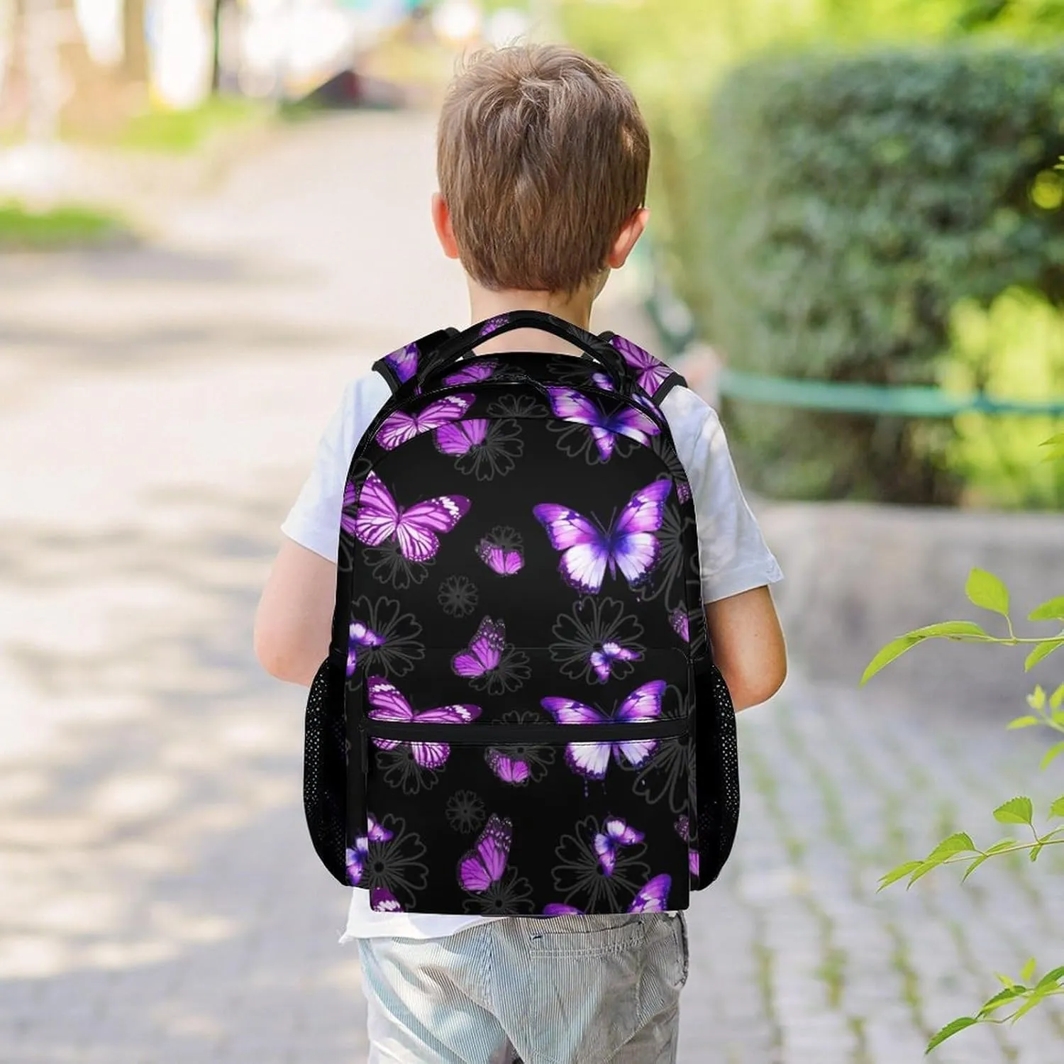 Butterfly Backpack for Girls, Women - 16 Inches Black Backpacks for Teens, Adults - Fashion Print Bookbag for School, Travel