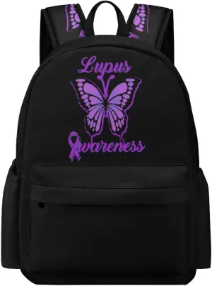 Butterfly Lupus Awareness Ribbon Travel Backpack for Men Women 16.5 Inch Lightweight Computer Laptop Bag Daypack