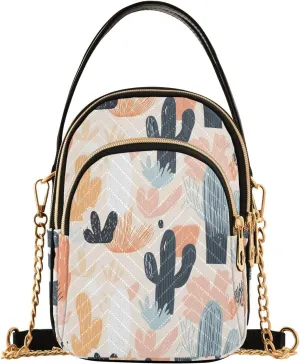 Cactus Desert Art Shoulder Handbag for Girls Stylish Crossbody Handbags with Detachable Chain Shoulder Strap