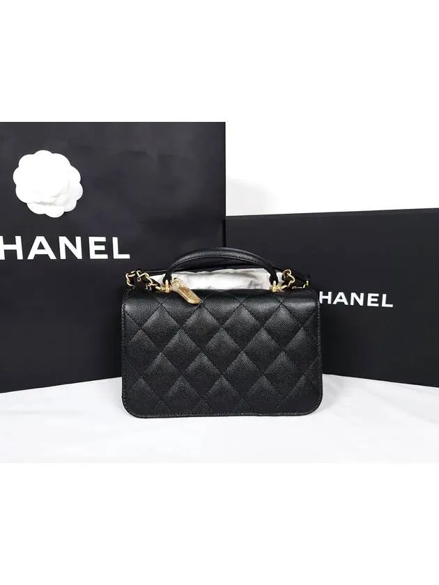 Calfskin Gold Flap Black 5-star customer support Hardware Bag WoMen's Cross CC Logo Vast range Chanel Grained