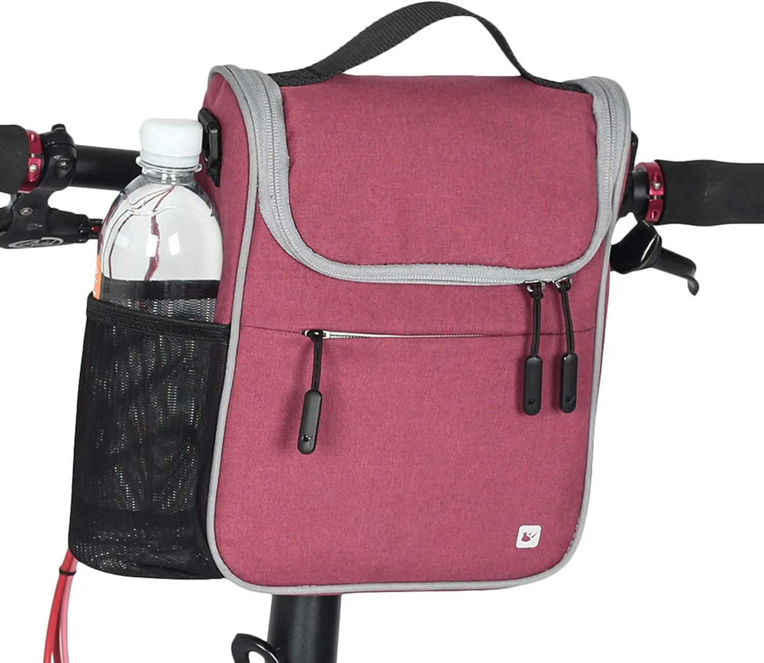 CamGo Waterproof Handlebar Bag for Bike - Cycling Front Storage Basket Bags Multipurpose Shoulder Pack Canvas Handbags with Rain Cover (Rose)