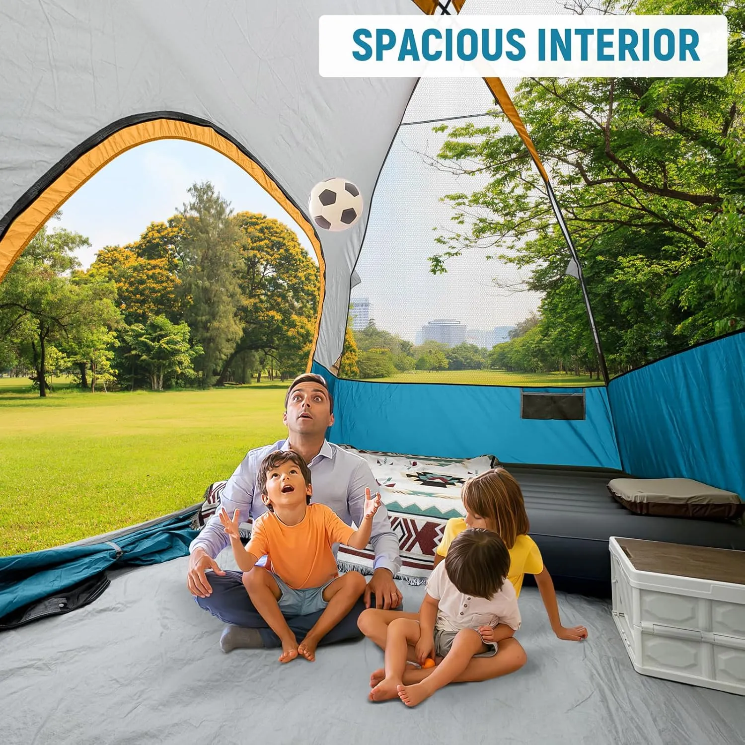 CAMPROS CP Tents for Camping 4/6 Person Tent Waterproof Windproof Double Layer Family Camping Tent, Easy Setup Dome Tent with Large Mesh Windows & Wider Door for Outdoor Camping & Hiking