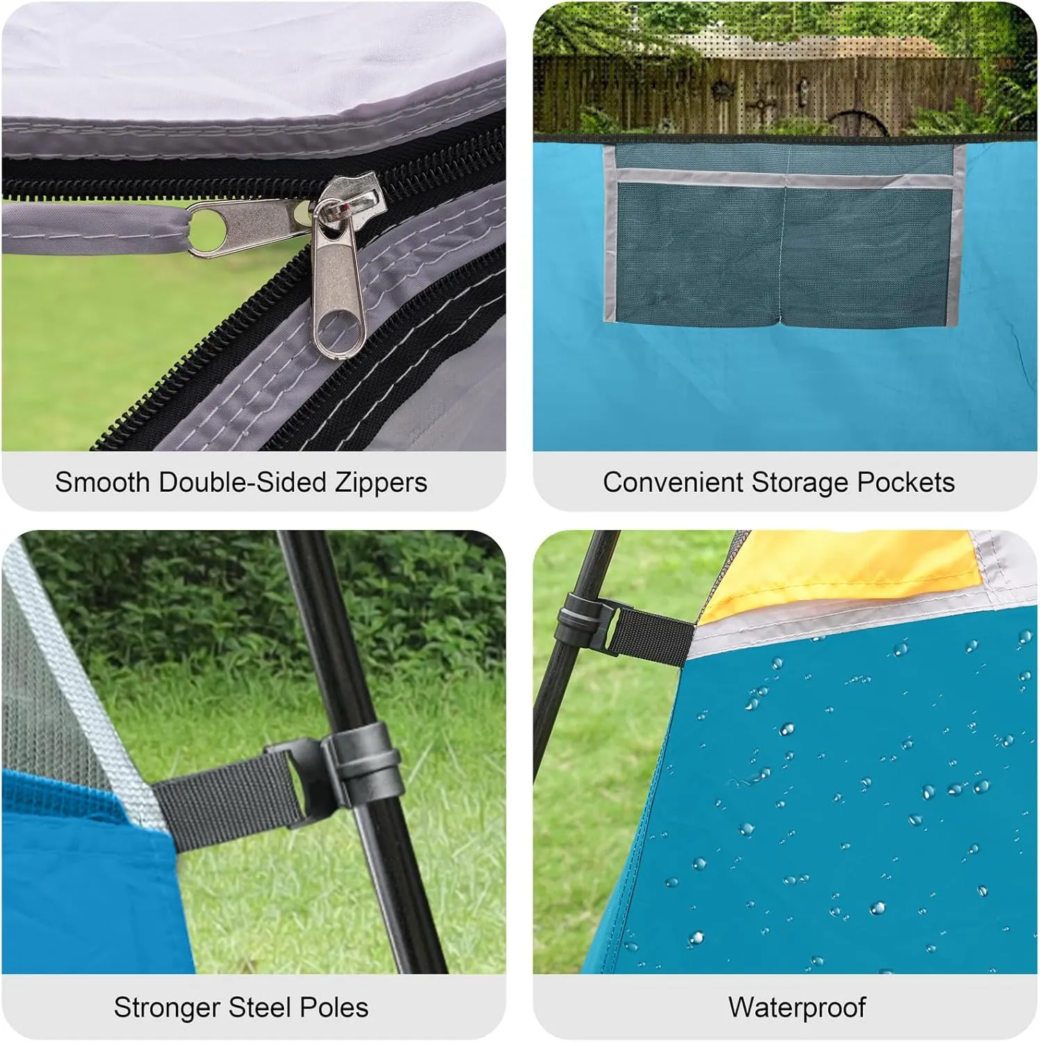 CAMPROS CP Tents for Camping 4/6 Person Tent Waterproof Windproof Double Layer Family Camping Tent, Easy Setup Dome Tent with Large Mesh Windows & Wider Door for Outdoor Camping & Hiking