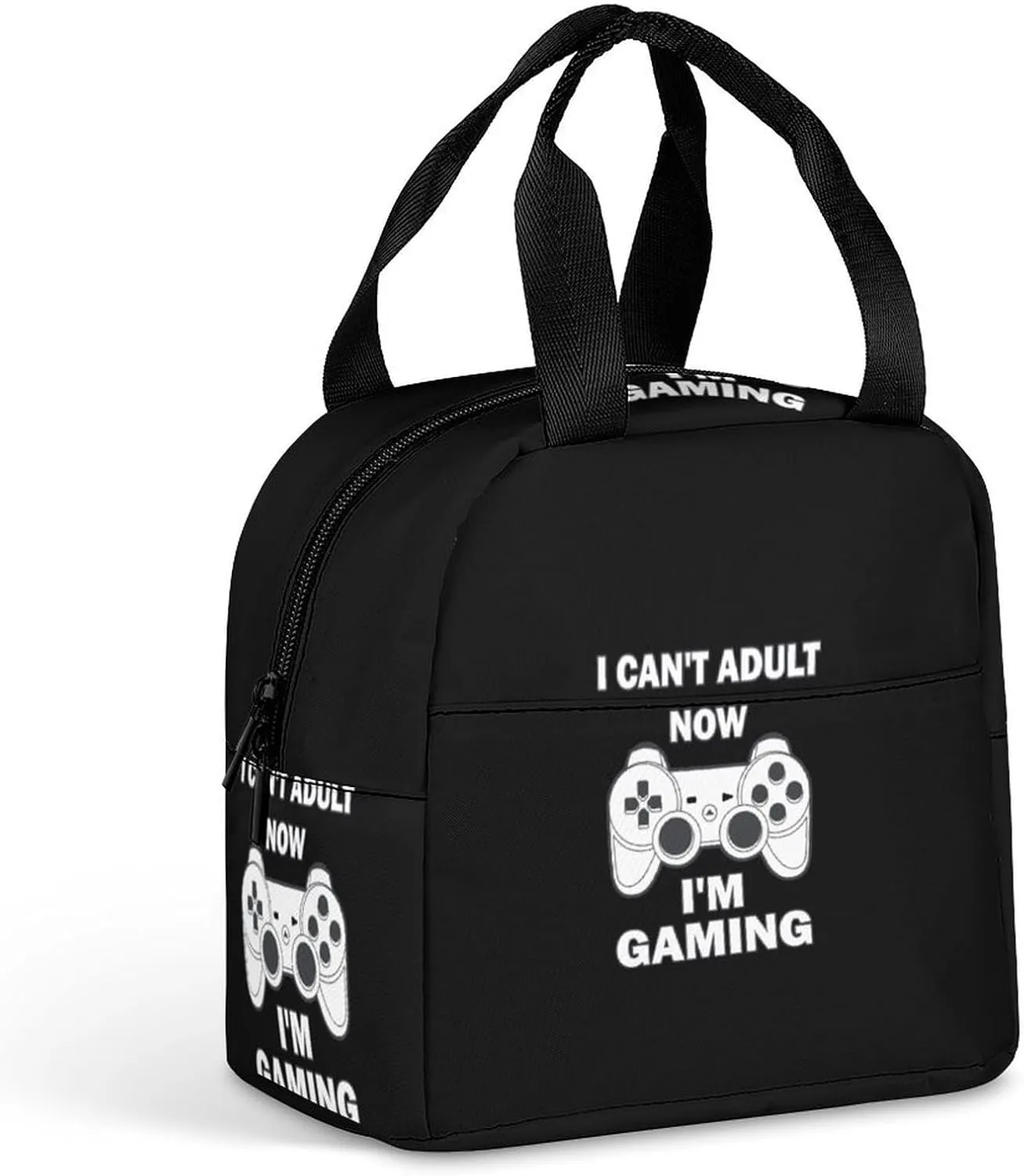 Can't Adult Now I'm Gaming Reusable Lunch Bento Box Insulated Portable Handbags for Office Work Picnic for Men Women