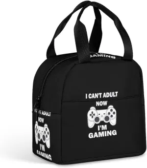Can't Adult Now I'm Gaming Reusable Lunch Bento Box Insulated Portable Handbags for Office Work Picnic for Men Women