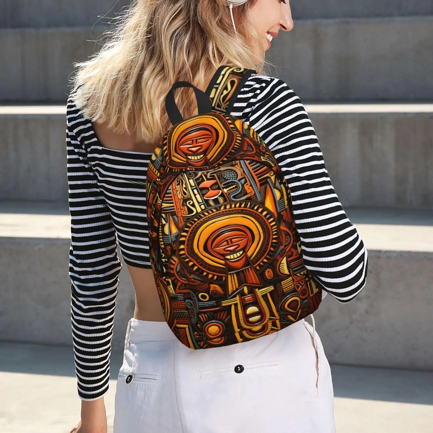 Canvas Fashions National Pattern Print Backpacks,Casual Lightweight Sports Rucksack Travel Multipurpose Bag